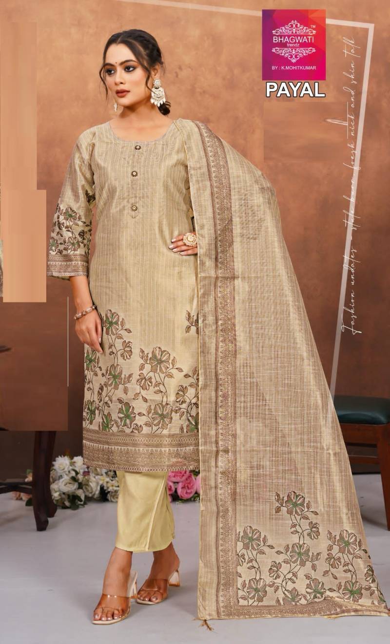 Bhagwati Payal Linen Shimmer Kurti Bottom With Dupatta Collection