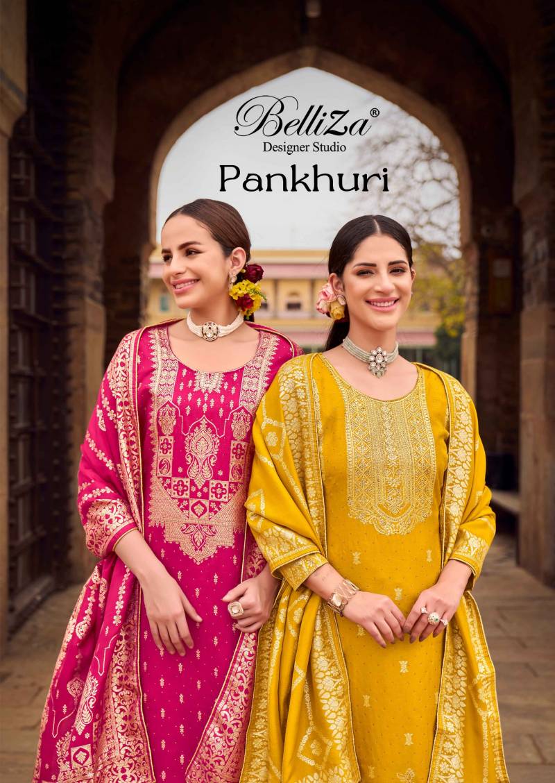 Belliza Pankhuri Viscose Dola Silk Jacquard Dress Material Collection
