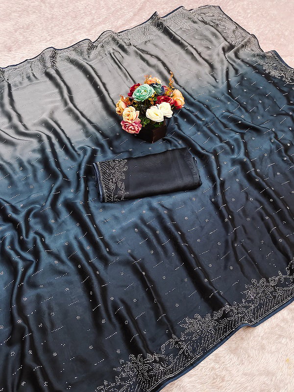 Meera 269 Party Wear Siroski Work Worked Rangoli Silk Saree with Un Stitched Blouse