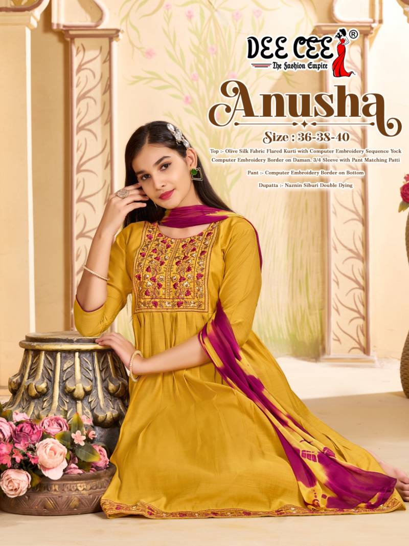 Deecee Anusha Vol 021 Silk Anarkali Style Kurti Bottom With Dupatta