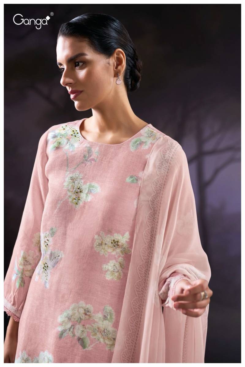 Ganga Jaylie Linen Printed With Handwork Embroidered Salwar Suit