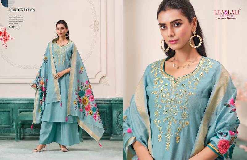 Lily And Lali Nargis Roman Butti Kurti Bottom With Dupatta Collection
