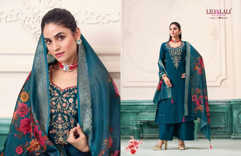 Lily And Lali Nargis Roman Butti Kurti Bottom With Dupatta Collection
