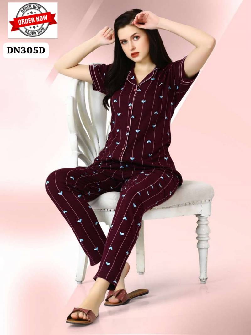 Summer Special Collar Vol Dn 305 D Printed Cotton Night Suits Collection
