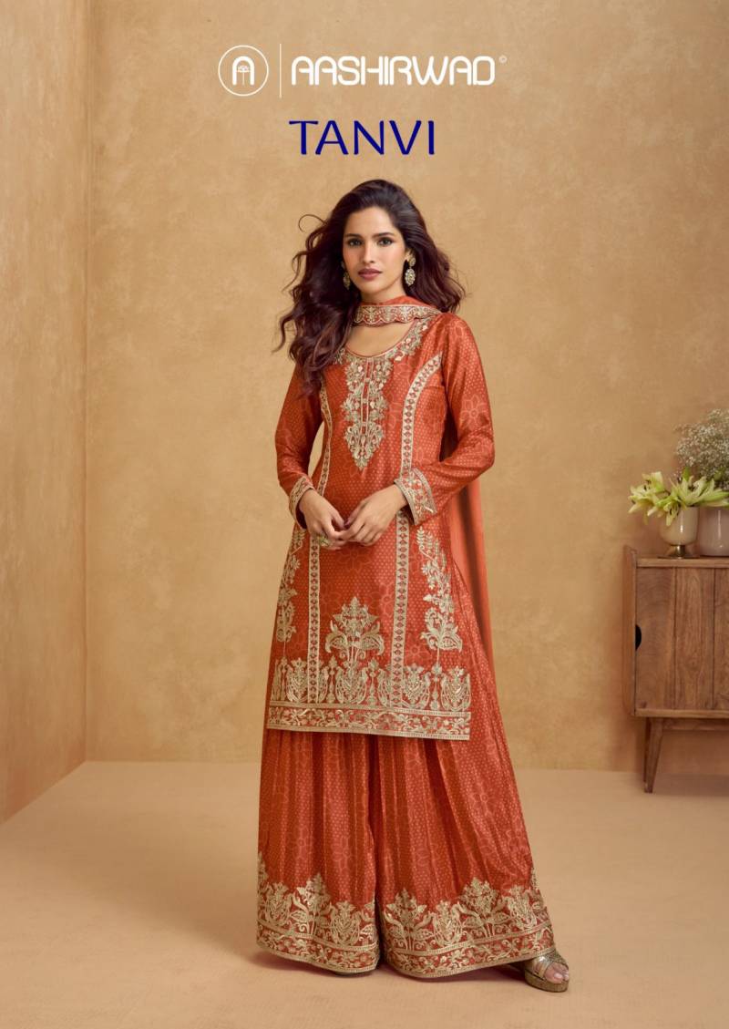 Aashirwad Tanvi Chinon Silk Designer Salwar Kameez Collection