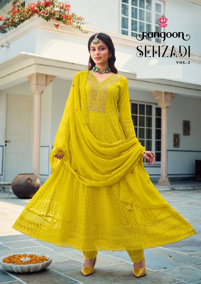 Rangoon Sehzadi Vol 2 Sifli Georgette Kurti Bottom With Dupatta Collection