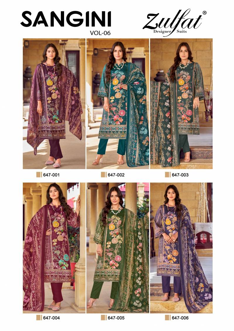 Zulfat Sangini Vol 6 Jam Cotton Fancy Dress Material Collection
