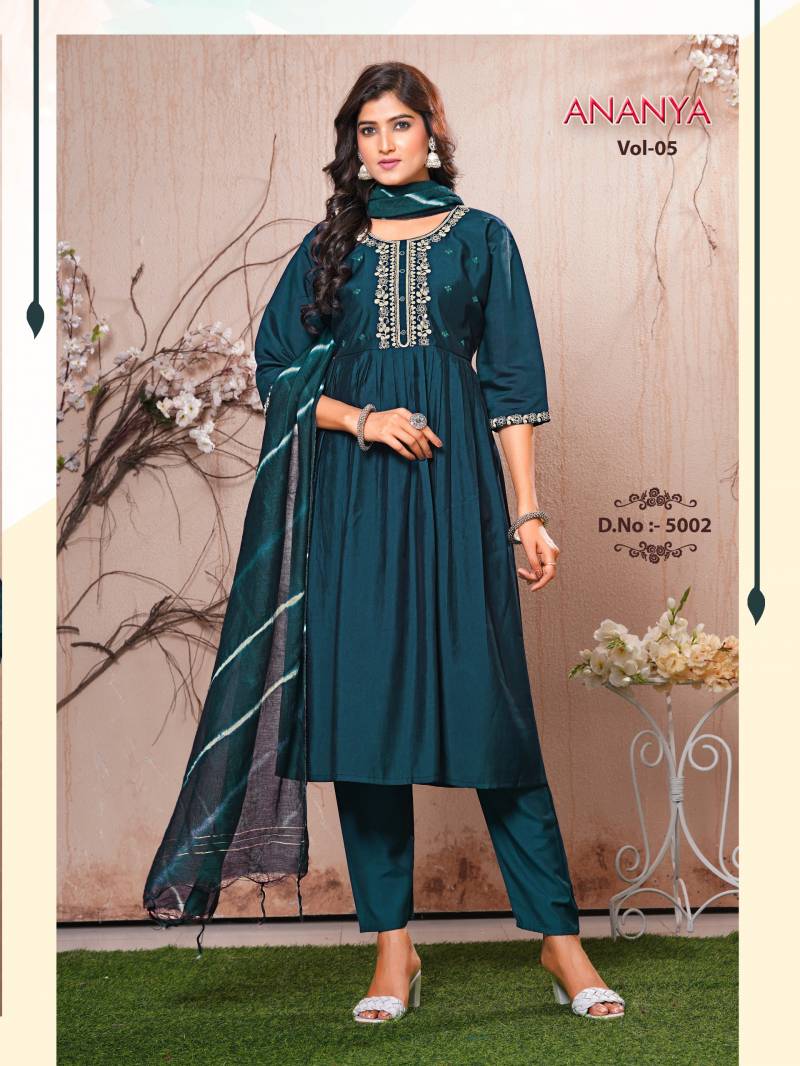 Dee Pee Ananya Vol 5 Silk Embroidered Readymade Dress Collection