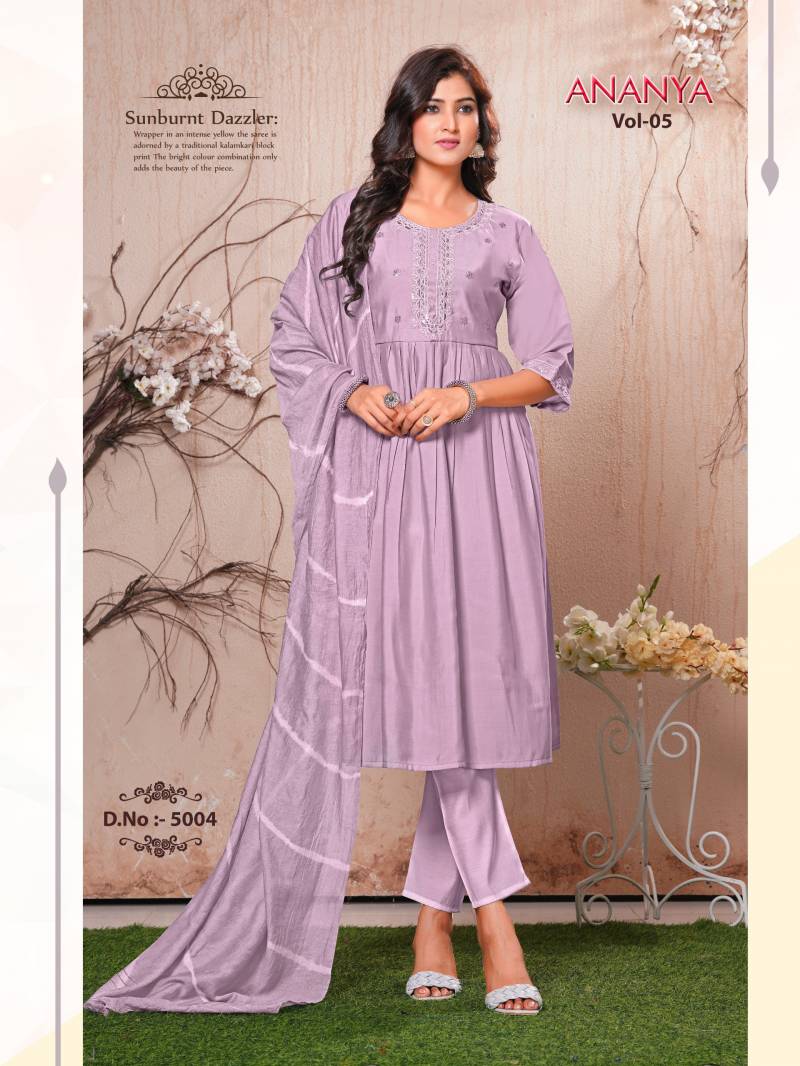 Dee Pee Ananya Vol 5 Silk Embroidered Readymade Dress Collection