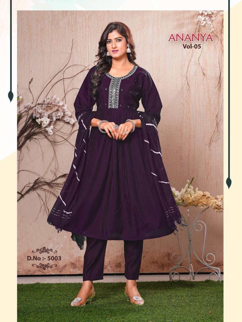 Dee Pee Ananya Vol 5 Silk Embroidered Readymade Dress Collection