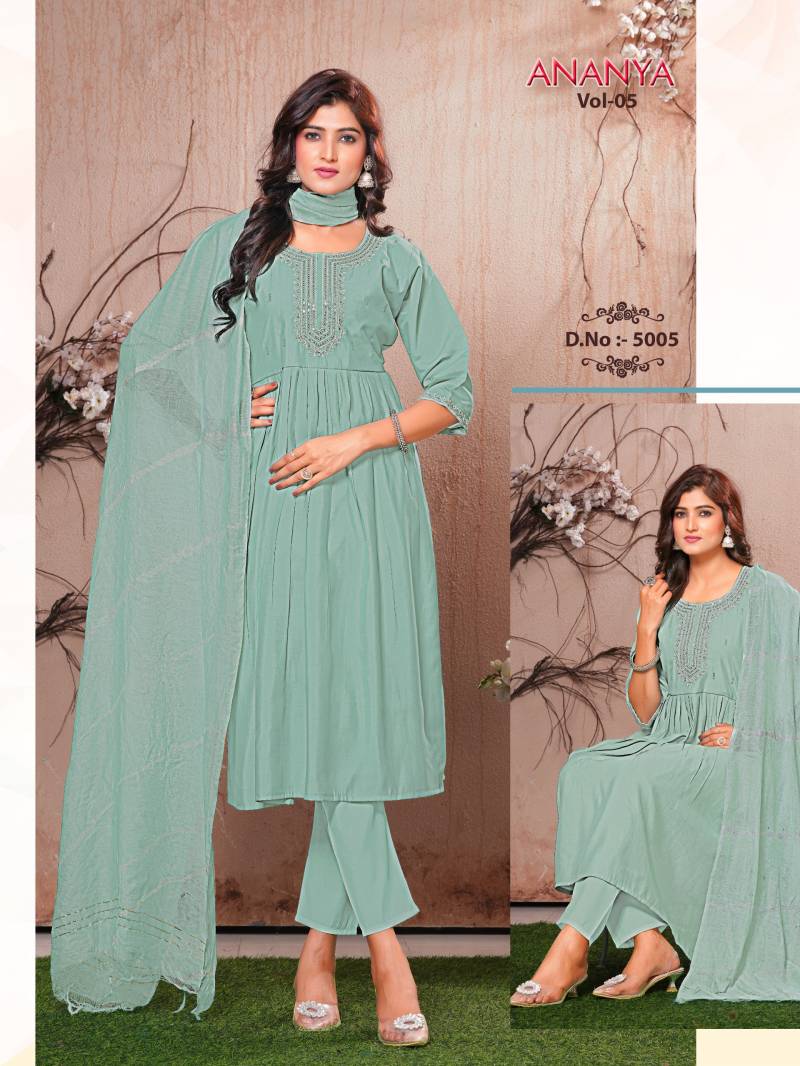 Dee Pee Ananya Vol 5 Silk Embroidered Readymade Dress Collection