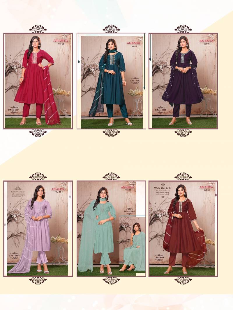 Dee Pee Ananya Vol 5 Silk Embroidered Readymade Dress Collection