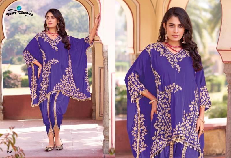 Your Choice Apex Chinon Designer Kaftan With Dhoti Collection