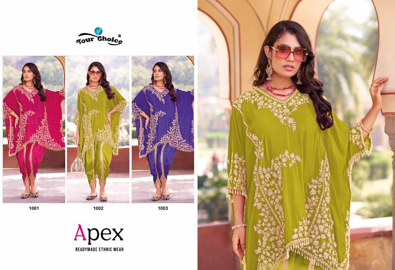 Your Choice Apex Chinon Designer Kaftan With Dhoti Collection