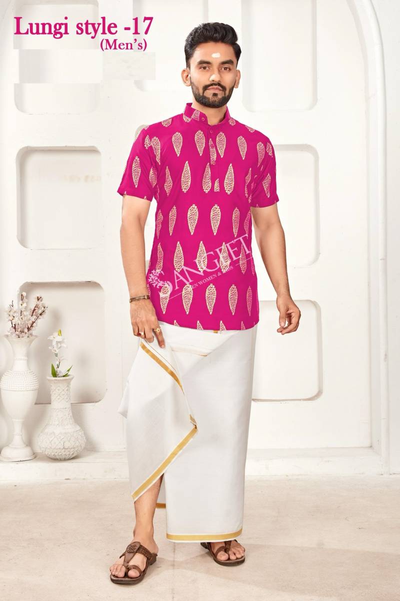 Lungi Style Vol 17 Mens Rayon Gold Printed Shirts Collection