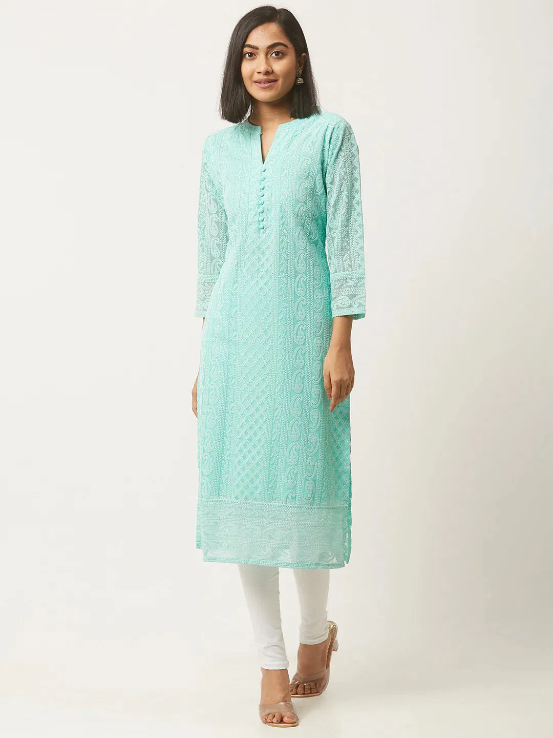 Hiba Schiffli Vol 2 Soft Georgette Kurti With Bottom Collection