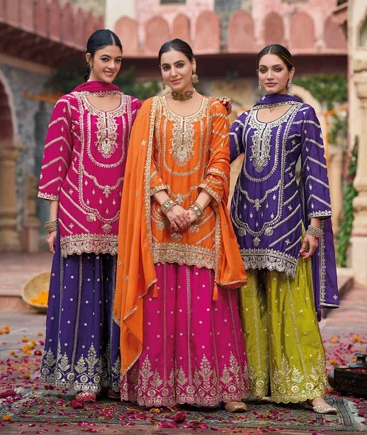 Kanak Sharara 1797 To 1999 Chinon Embroidered Stylish Suits Collection