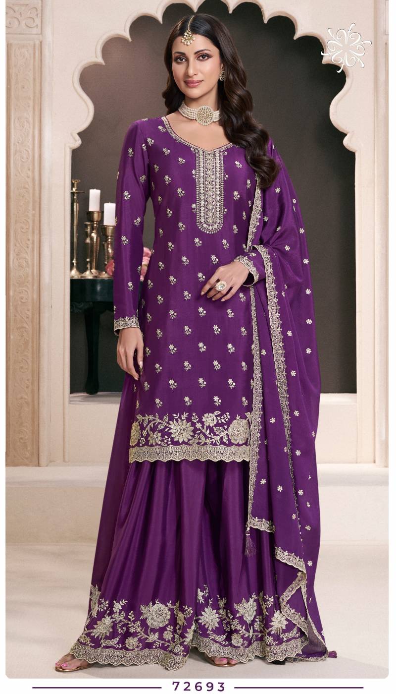 Super Hit 72691 to 72696 Chinon Embroidered Salwar Suits Collection
