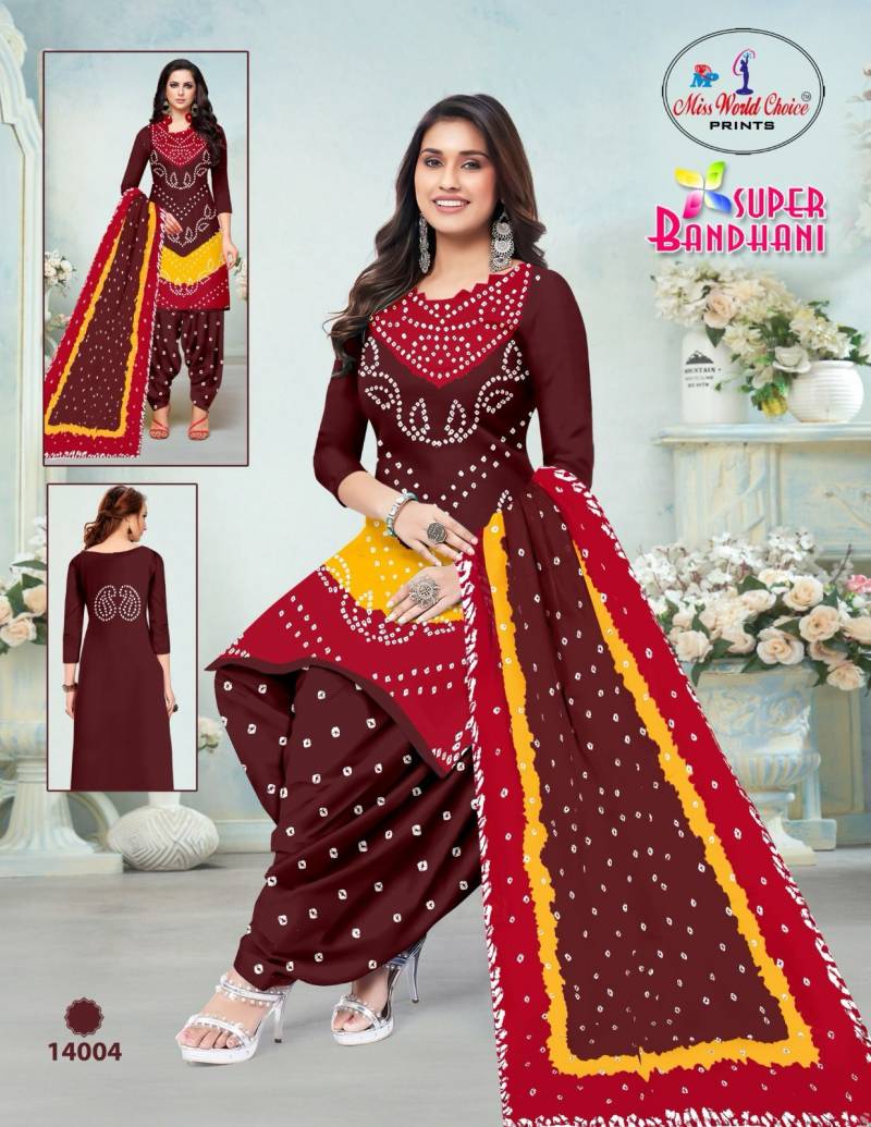 Miss World Super Bandhani Vol 14 Cotton Printed Dress Material Collection
