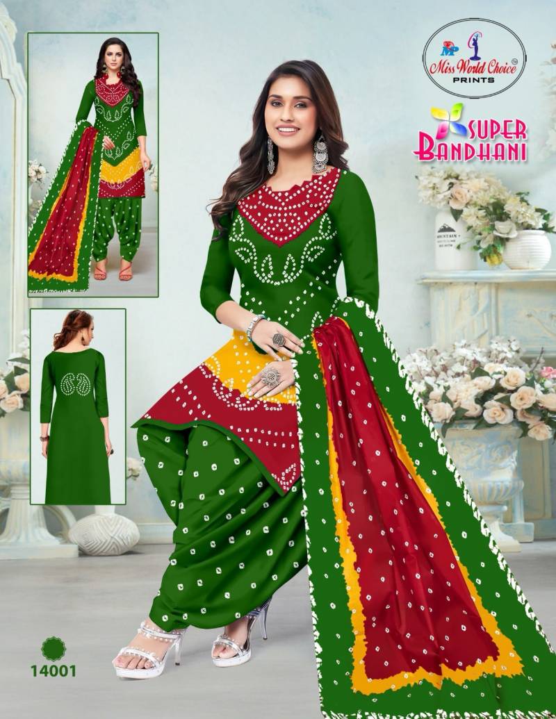 Miss World Super Bandhani Vol 14 Cotton Printed Dress Material Collection