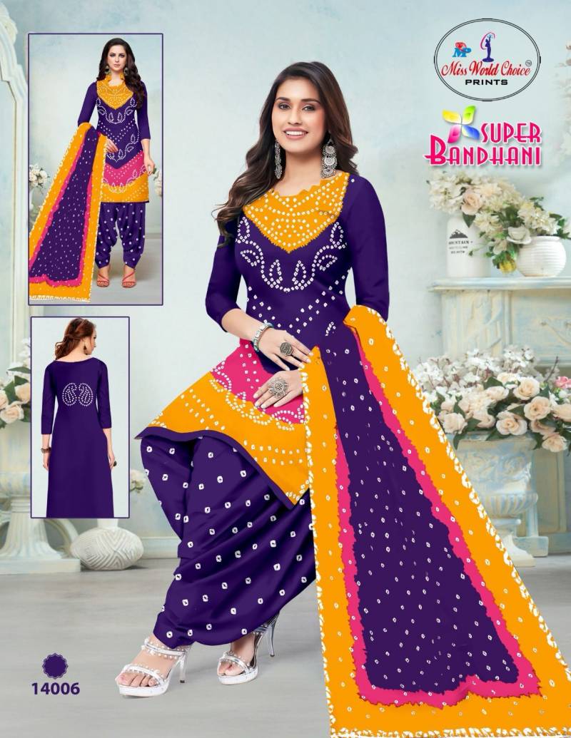 Miss World Super Bandhani Vol 14 Cotton Printed Dress Material Collection
