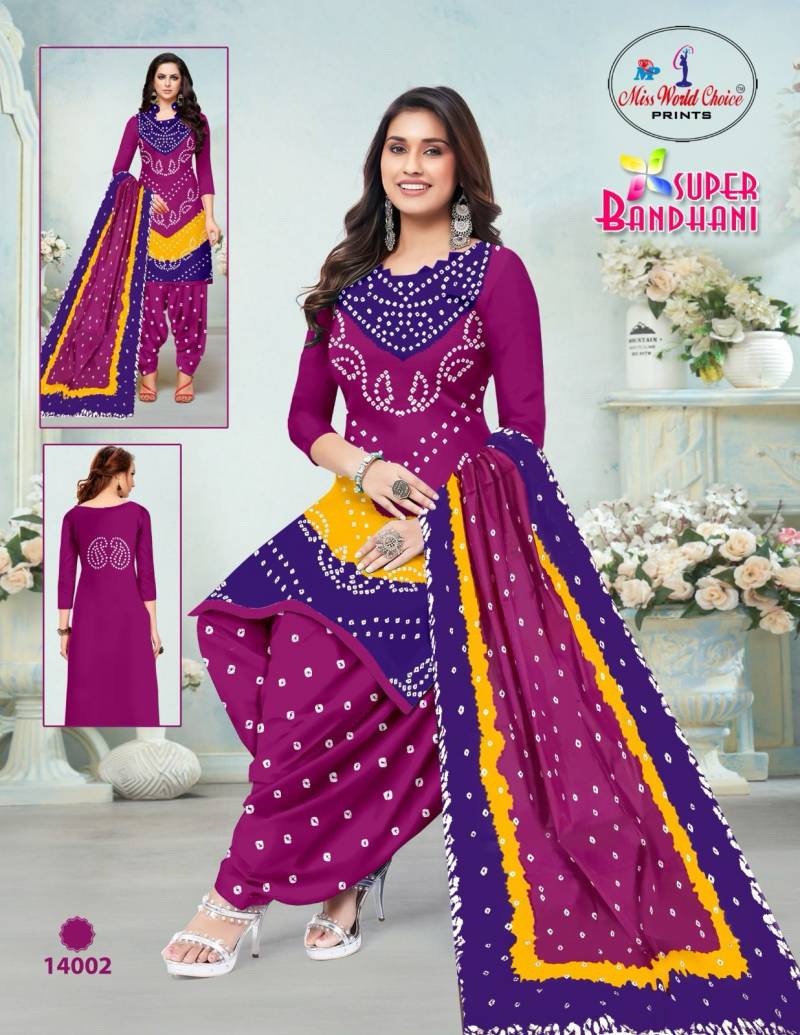 Miss World Super Bandhani Vol 14 Cotton Printed Dress Material Collection