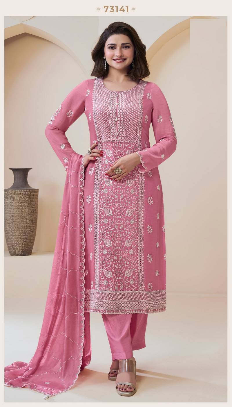 Kiara Hit 73141 To 73144 Chinon Embroidered Salwar Suits Collection