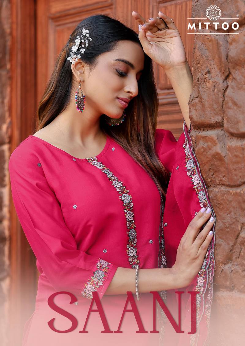 Mittoo Saanj Modal Silk Top Bottom With Dupatta Collection