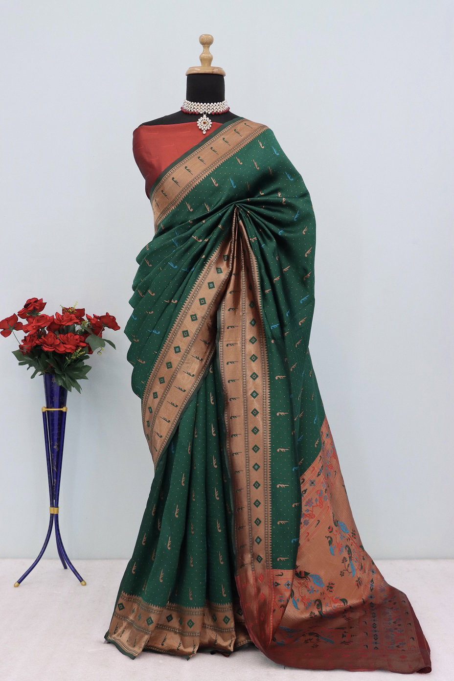 Meera 272 Party Wear Jari Worked Paithani Silk Saree with Un Stitched Blouse