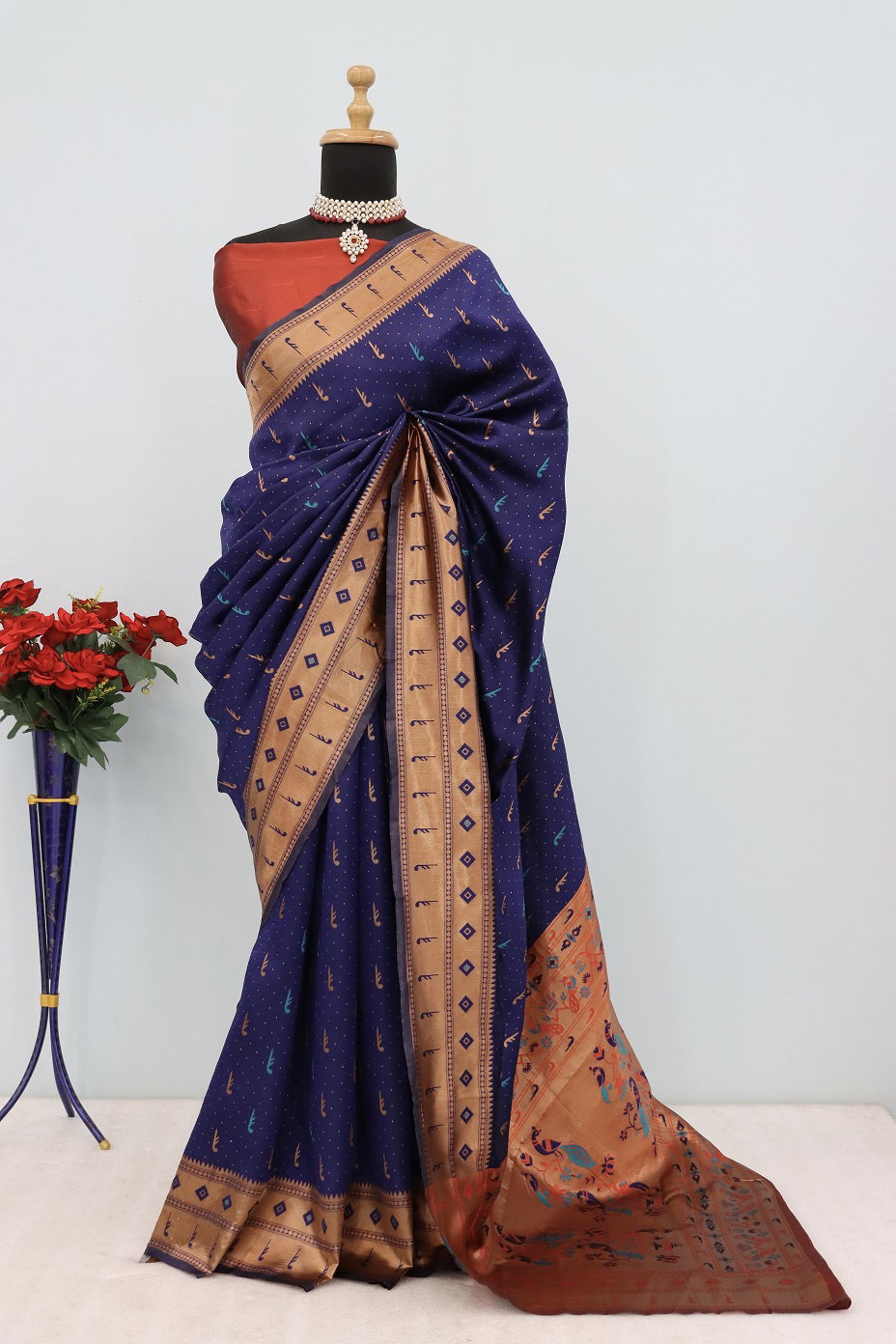 Meera 272 Party Wear Jari Worked Paithani Silk Saree with Un Stitched Blouse