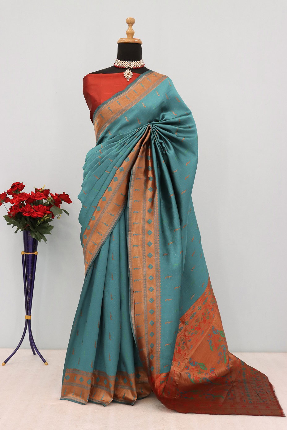 Meera 272 Party Wear Jari Worked Paithani Silk Saree with Un Stitched Blouse