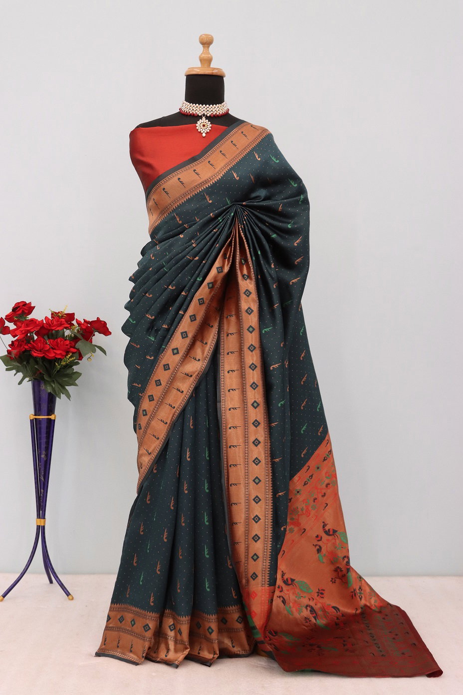 Meera 272 Party Wear Jari Worked Paithani Silk Saree with Un Stitched Blouse