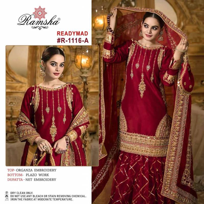 Ramsha R 1116 Organza Ready Made Suits Collection