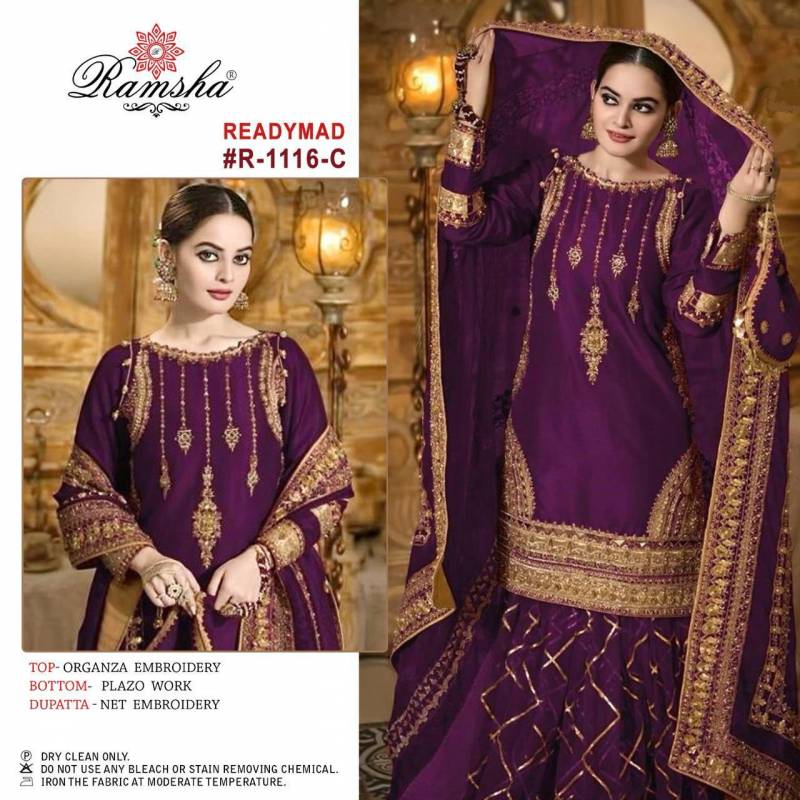 Ramsha R 1116 Organza Ready Made Suits Collection