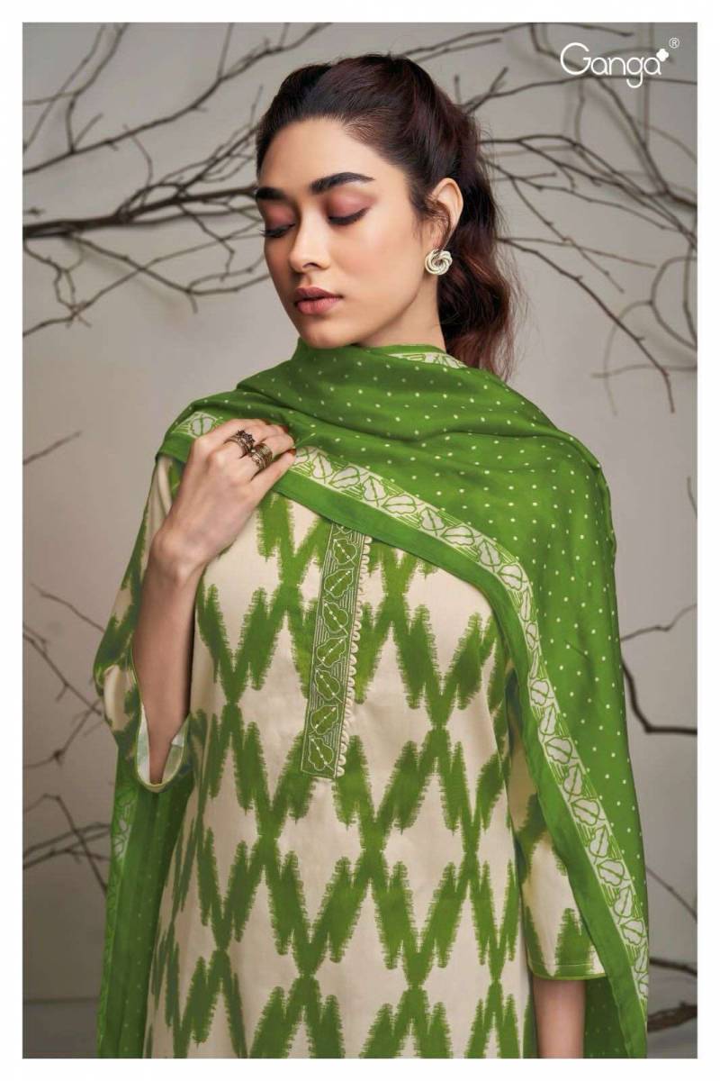 Ganga Inez Cotton Silk Printed Embroidered Salwar Suit