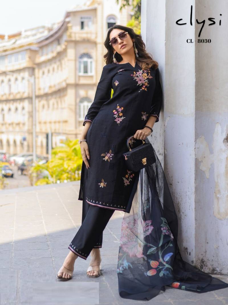 Clysi 8029 And 8030 Cambric Cotton Kurti Bottom With Dupatta