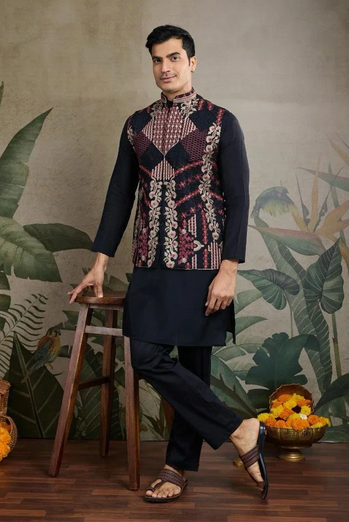 Shubhvastra Rajwada Attire 2 Viscose Silk Mens Kurta With Koti