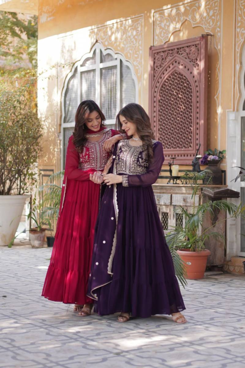 Luna Vol 24 Embroidered Georgette Gown With Dupatta Collection
