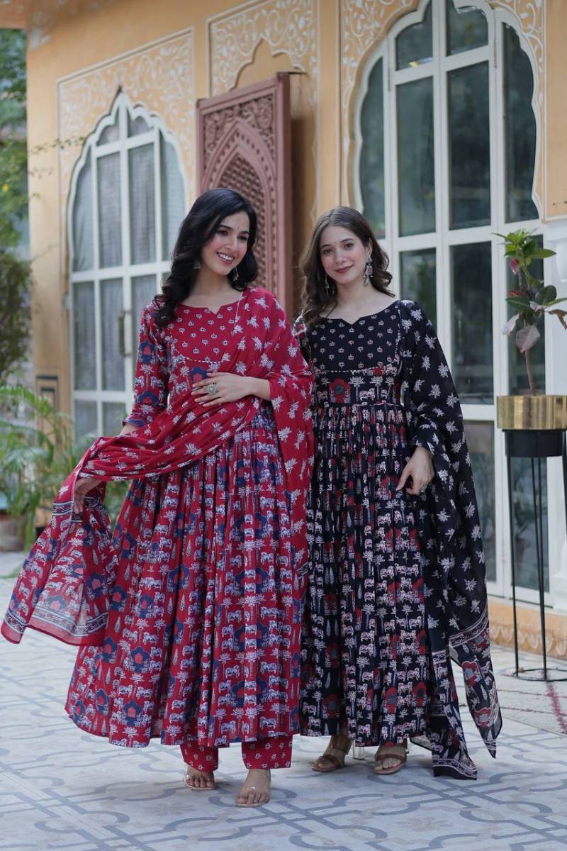 Luna Vol 23 Anarkali Cotton Kurti Bottom With Dupatta Collection