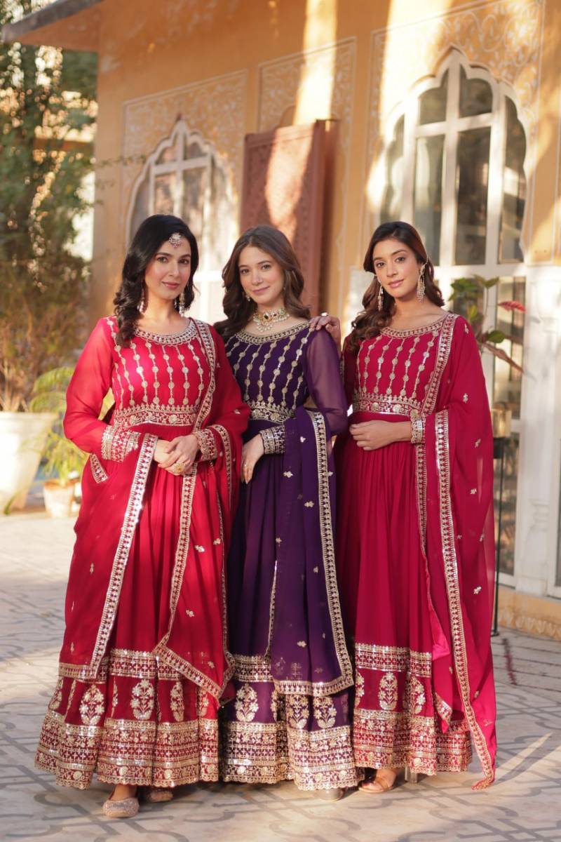 Luna Vol 25 Festive Wear Georgette Embroidered Gown With Dupatta