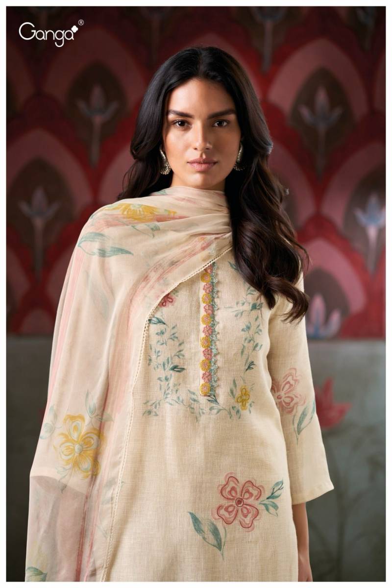 Ganga Carina Linen Printed Embroidered Salwar Suit Collection