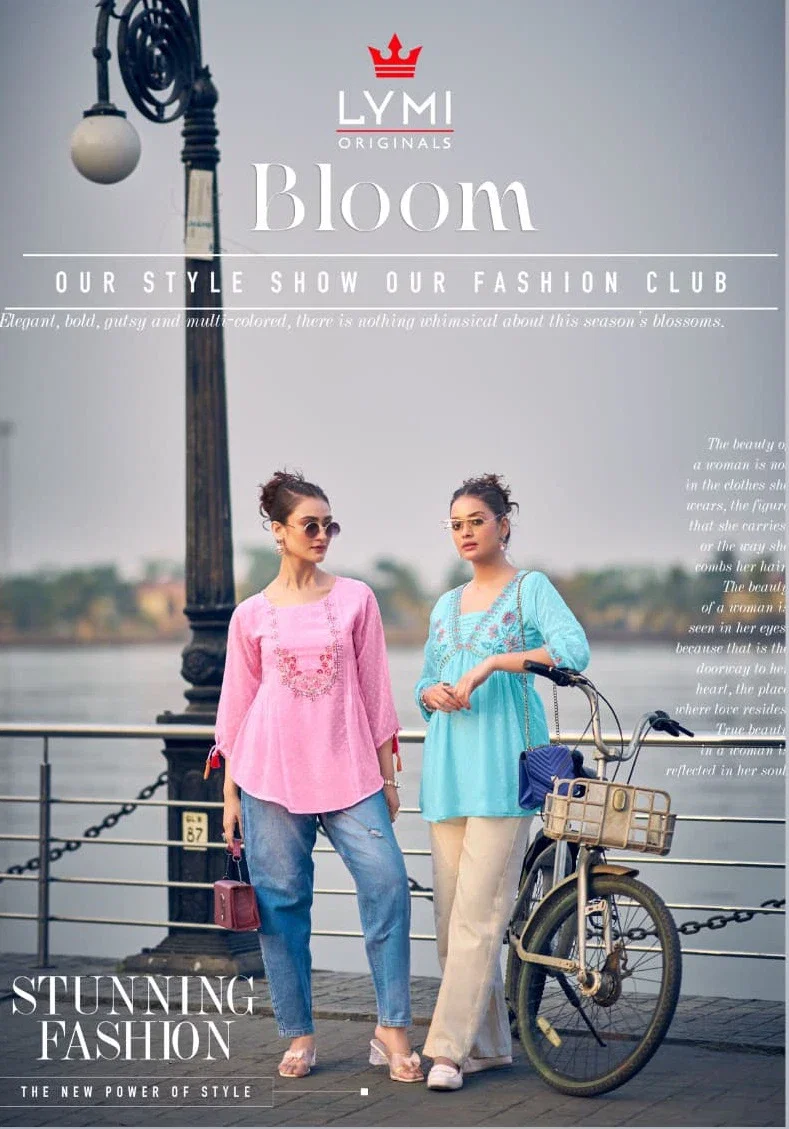 Lymi Bloom Georgette With Fancy Work Ladies Top Collection