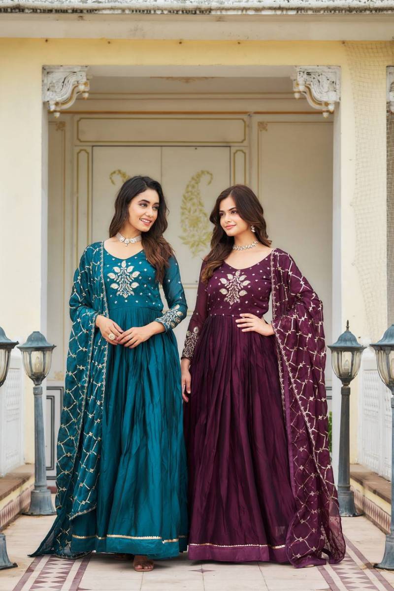 Sn 2371 Rangoli Silk Embroidered Gown With Dupatta Collection