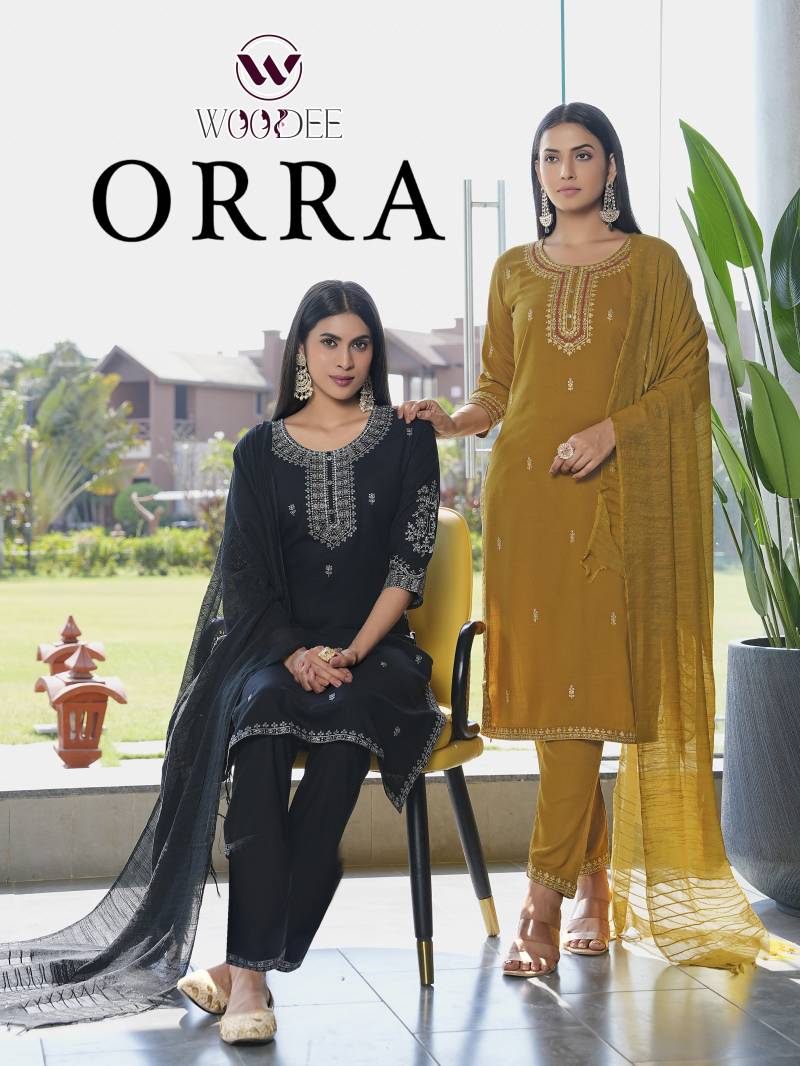 Woodee Orra Rayon Slub Kurti Bottom With Dupatta Collection