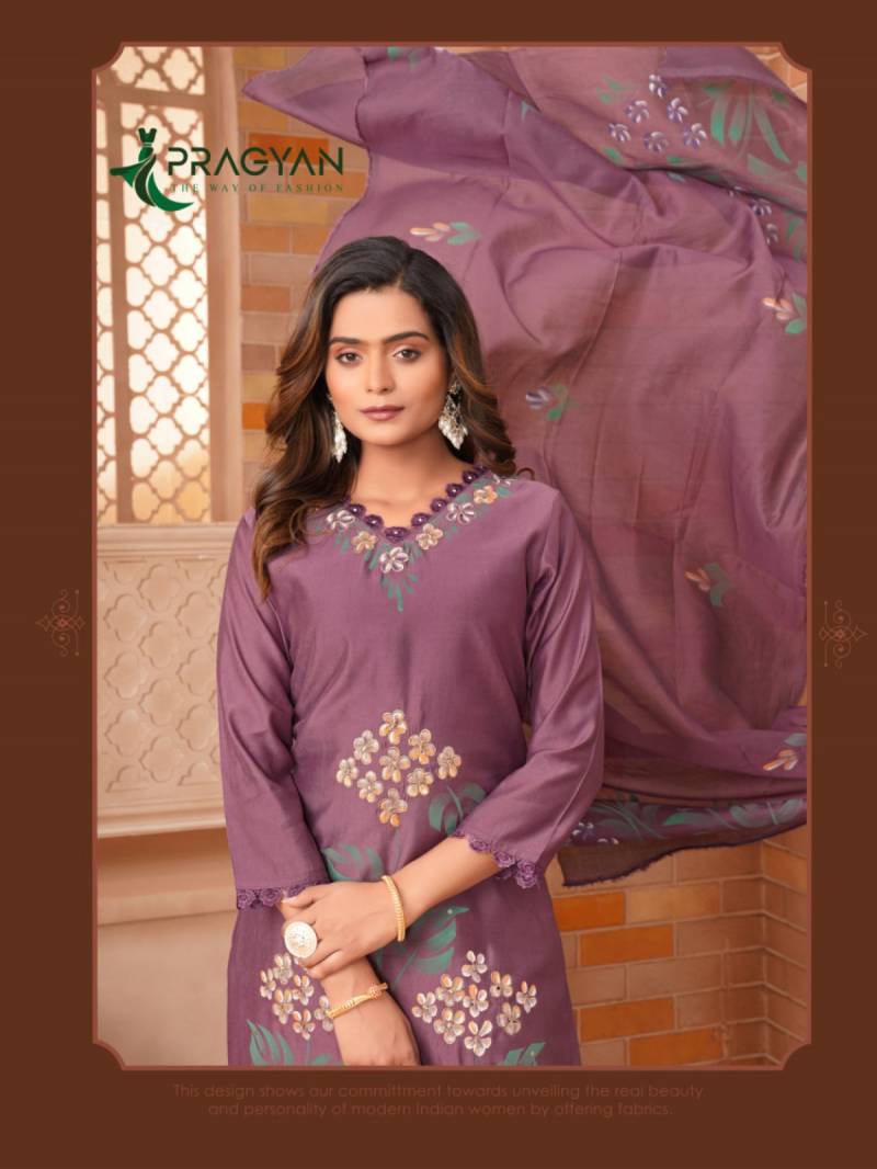 Pragyan Glitter Vol 1 Silk Printed Kurti Bottom With Dupatta Collection