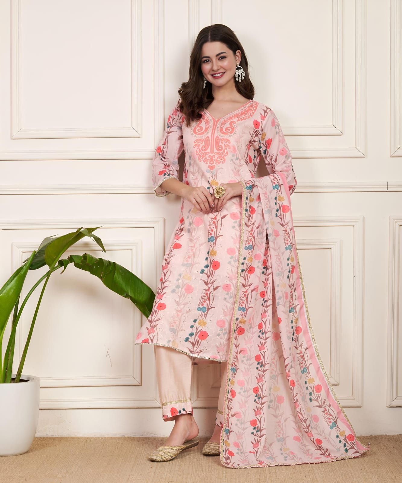 KUSUMA-BK-Shifli Linen Cotton Digital Printed Kurti Pant With Dupatta