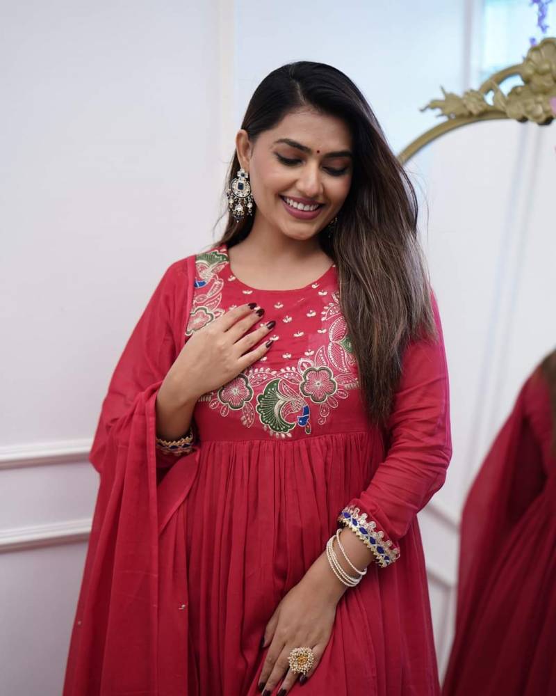 Morlo 1 Chinon Embroidered Anarkali Style Kurta Set Collection