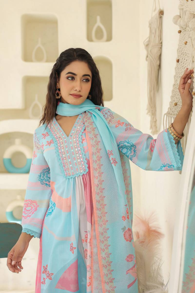 Tanyaa P 120 Beautiful Cotton Kurti Bottom With Dupatta 