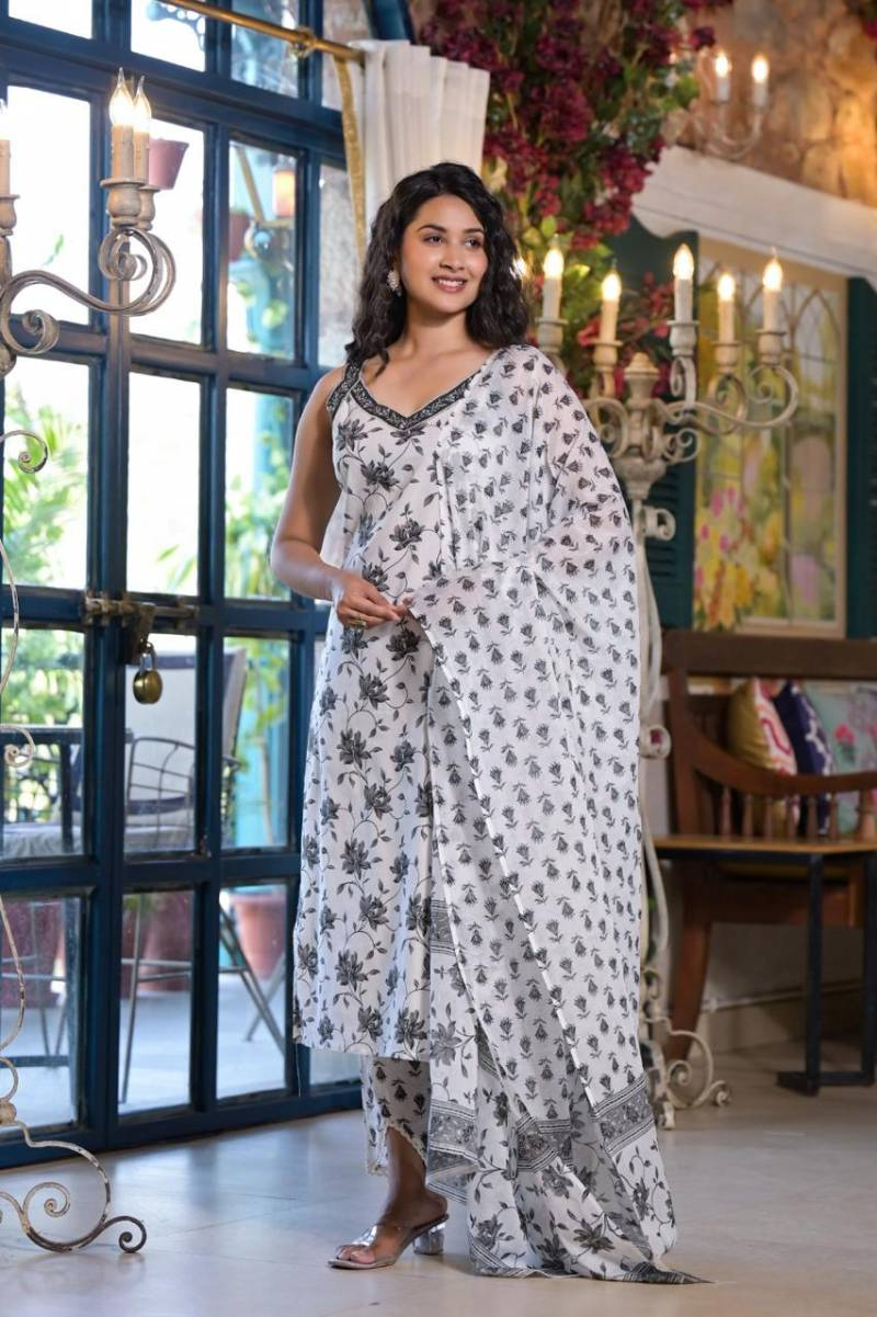 Tanyaa P 121 Cotton With Handwork Touchup Kurti Bottom With Dupatta