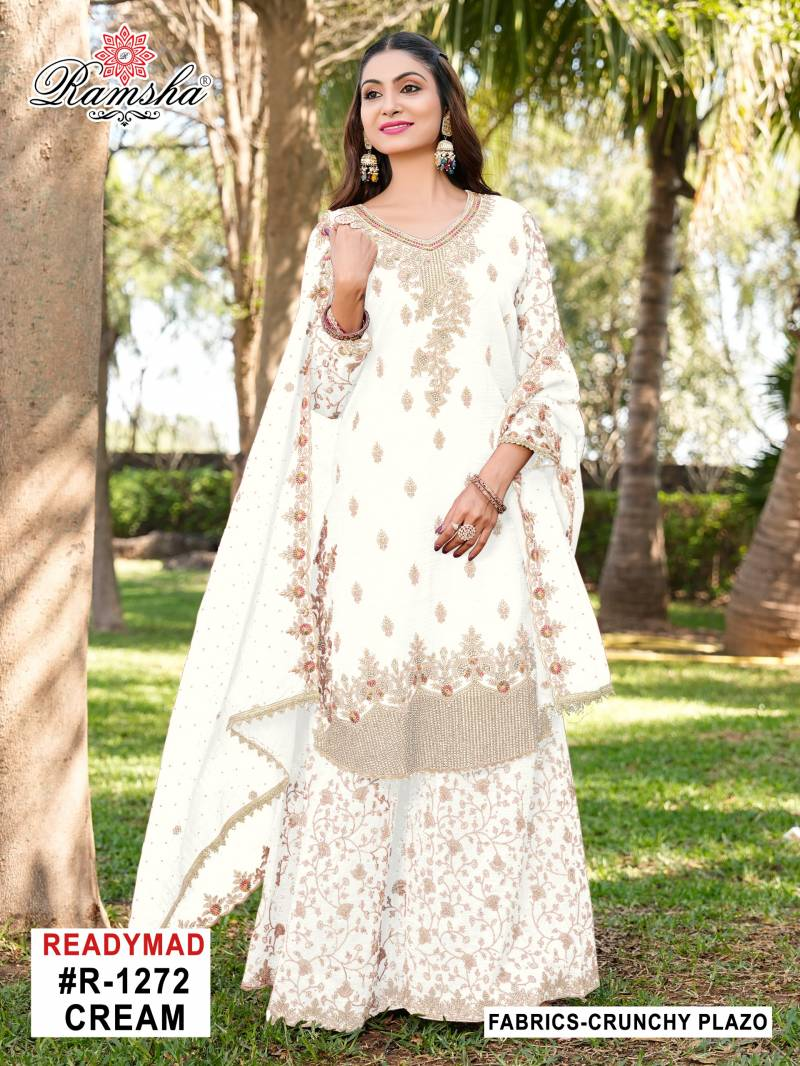 Ramsha R 1272 Cream And Black Ready Made Salwar Suits